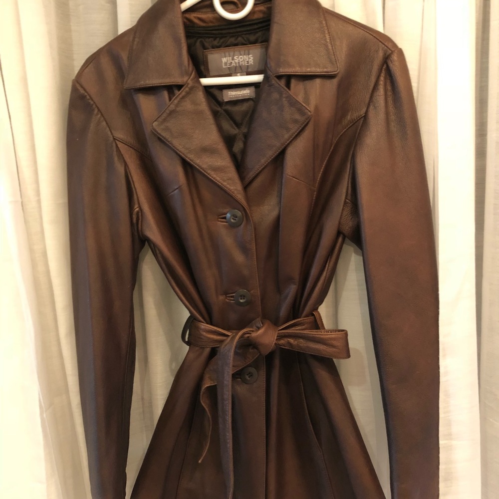 ❤️Wilsons Leather Jacket Brown w tie❤️